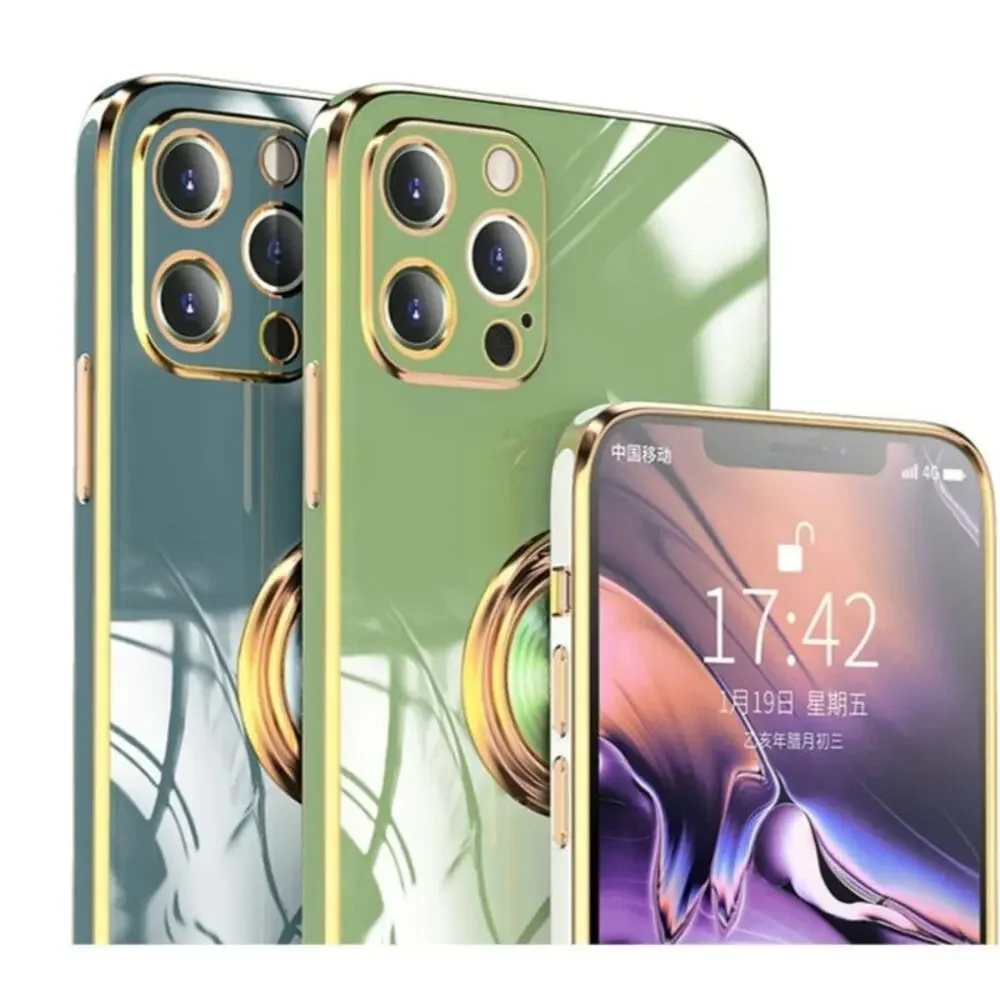 iPhone 11 Pro Max Case Ring Holder Case Gold Edge TPU Protective 6.5 Inch s6